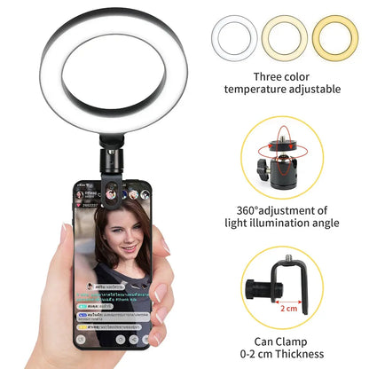 16CM Ring Light LED Lamp Lighting With Clip On Laptop Computer For Video Conference Zoom Webcam Chat Live Streaming Youtube Deals 4 U  Streaming Equipment Deals 4 U