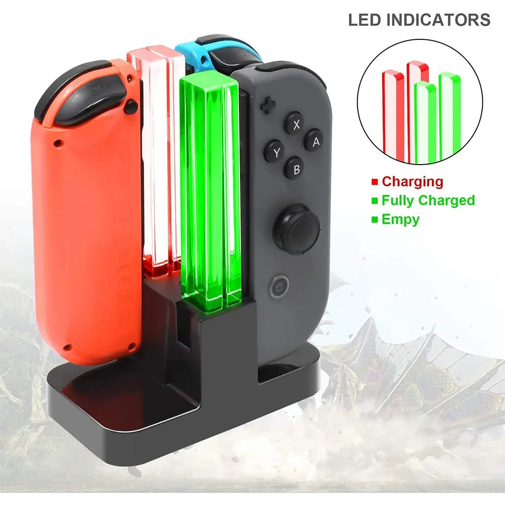 Nintend Switch 4 Controller Charger LED Indicator Charging Dock Station for Nitendo Switch Nintendoswitch NS Joy-con Accessories Deals 4 U  Gaming Accessories Deals 4 U
