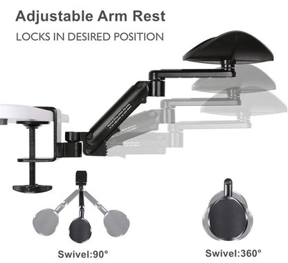 Ergonomic Desk Armrest Rotatable Foldable Elbow Forearm Support Adjustable Computer Arm Rest Pad for Office Gaming Desk Extender