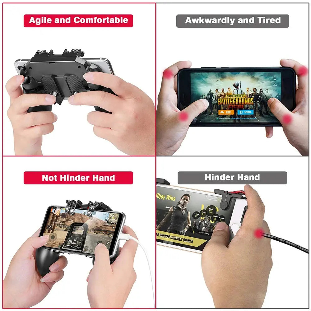 PUBG Controller AK77 Six Finger Gamepad For iPhone Android PUBG Mobile Controller L1 R1 Shooter Triggers Fire Joystick Game pad Deals 4 U  Mobile Gaming Deals 4 U