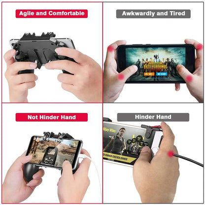 PUBG Controller AK77 Six Finger Gamepad For iPhone Android PUBG Mobile Controller L1 R1 Shooter Triggers Fire Joystick Game pad Deals 4 U  Mobile Gaming Deals 4 U