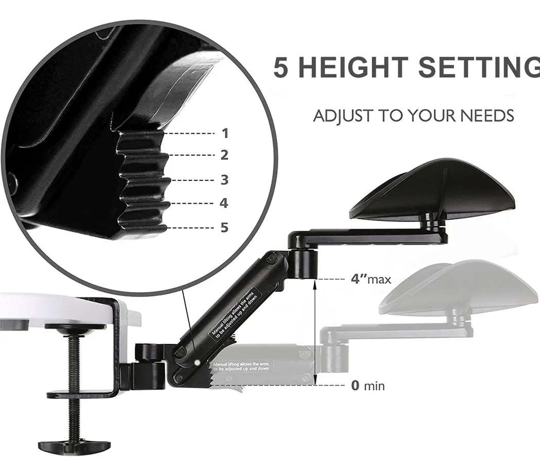 Ergonomic Desk Armrest Rotatable Foldable Elbow Forearm Support Adjustable Computer Arm Rest Pad for Office Gaming Desk Extender