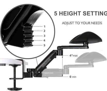Ergonomic Desk Armrest Rotatable Foldable Elbow Forearm Support Adjustable Computer Arm Rest Pad for Office Gaming Desk Extender
