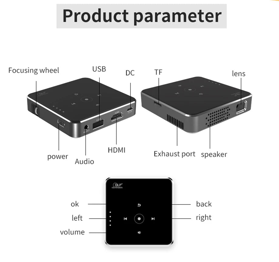Smartldea New Mini dlp HD Projector support 1080p build in Battery Capacity wired Phone Mirroring proyector Home Theater beamer Deals 4 U   Deals 4 U