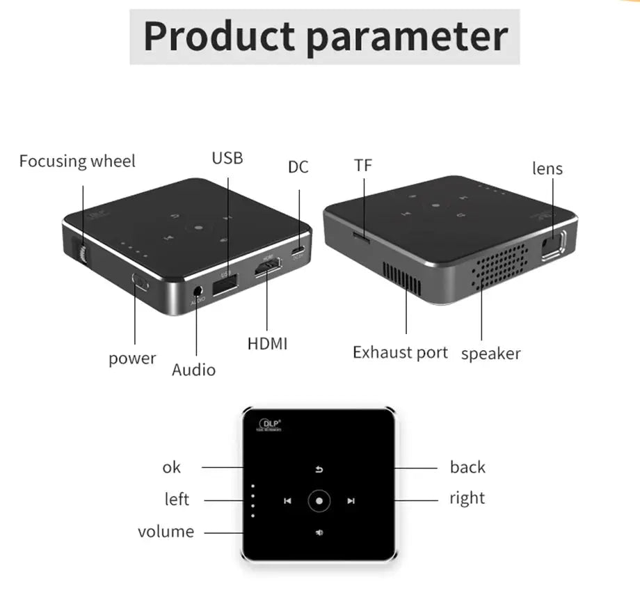 Smartldea New Mini dlp HD Projector support 1080p build in Battery Capacity wired Phone Mirroring proyector Home Theater beamer Deals 4 U  Gaming Accessories Deals 4 U