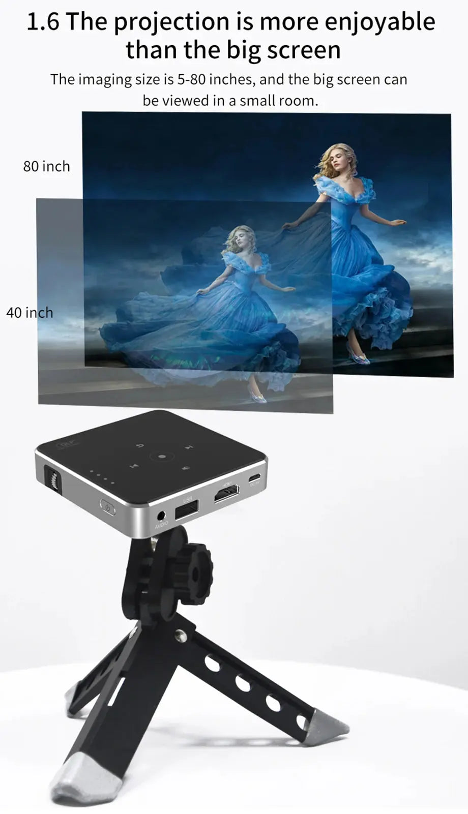 Smartldea New Mini dlp HD Projector support 1080p build in Battery Capacity wired Phone Mirroring proyector Home Theater beamer Deals 4 U  Gaming Accessories Deals 4 U