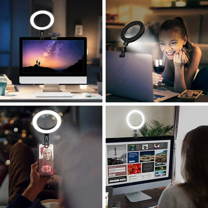16CM Ring Light LED Lamp Lighting With Clip On Laptop Computer For Video Conference Zoom Webcam Chat Live Streaming Youtube Deals 4 U  Streaming Equipment Deals 4 U