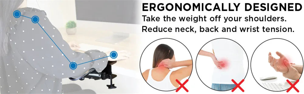 Ergonomic Desk Armrest Rotatable Foldable Elbow Forearm Support Adjustable Computer Arm Rest Pad for Office Gaming Desk Extender