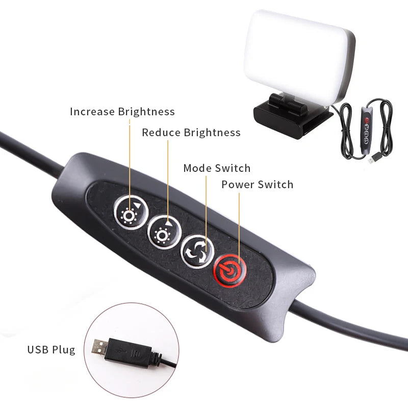Video Conference Selfie Ring Lamp Light For iPad Laptop PC Webcam Studio LED Dimmable Lighting With Clip For Youtube Live Stream Deals 4 U  Streaming Equipment Deals 4 U