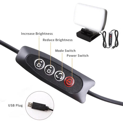 Video Conference Selfie Ring Lamp Light For iPad Laptop PC Webcam Studio LED Dimmable Lighting With Clip For Youtube Live Stream Deals 4 U  Streaming Equipment Deals 4 U