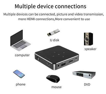 Smartldea New Mini dlp HD Projector support 1080p build in Battery Capacity wired Phone Mirroring proyector Home Theater beamer Deals 4 U  Gaming Accessories Deals 4 U