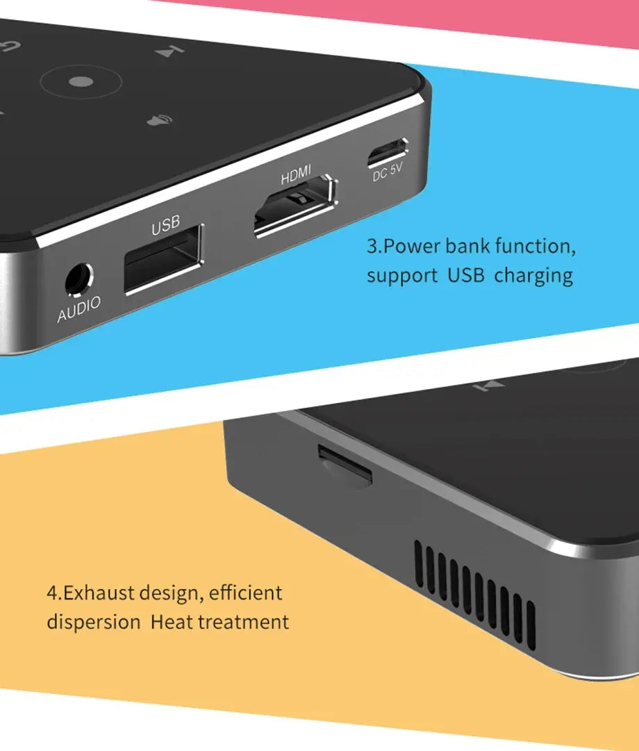 Smartldea New Mini dlp HD Projector support 1080p build in Battery Capacity wired Phone Mirroring proyector Home Theater beamer Deals 4 U  Gaming Accessories Deals 4 U