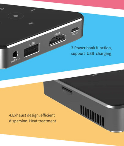 Smartldea New Mini dlp HD Projector support 1080p build in Battery Capacity wired Phone Mirroring proyector Home Theater beamer Deals 4 U  Gaming Accessories Deals 4 U