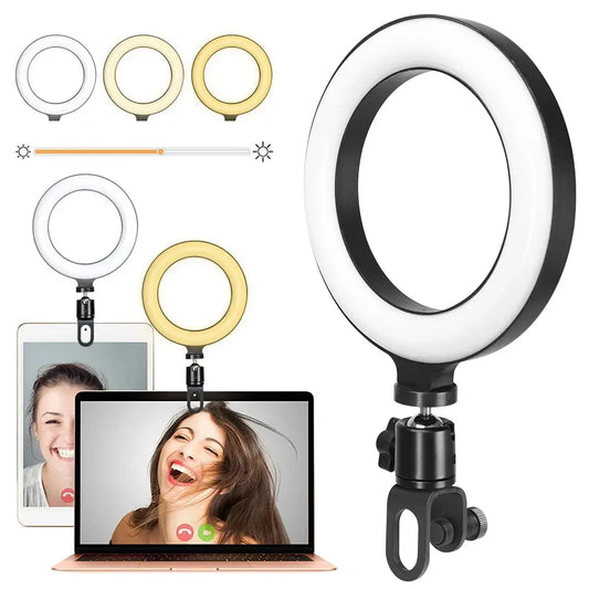 16CM Ring Light LED Lamp Lighting With Clip On Laptop Computer For Video Conference Zoom Webcam Chat Live Streaming Youtube Deals 4 U  Streaming Equipment Deals 4 U