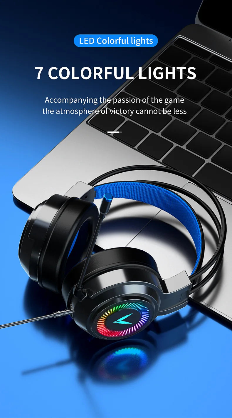 G58 G60 Gaming Headset 7.1 Stereo SVirtual Surround Bass Earphone Headphone with Mic LED Light for Computer PC Gamer Foldable