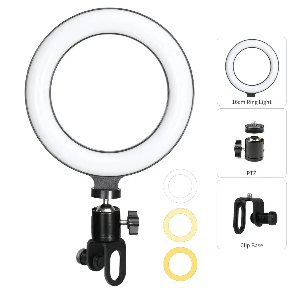 16CM Ring Light LED Lamp Lighting With Clip On Laptop Computer For Video Conference Zoom Webcam Chat Live Streaming Youtube Deals 4 U  Streaming Equipment Deals 4 U