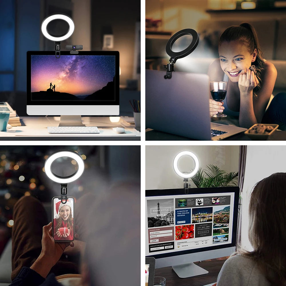 16CM Ring Light LED Lamp Lighting With Clip On Laptop Computer For Video Conference Zoom Webcam Chat Live Streaming Youtube Deals 4 U  Streaming Equipment Deals 4 U