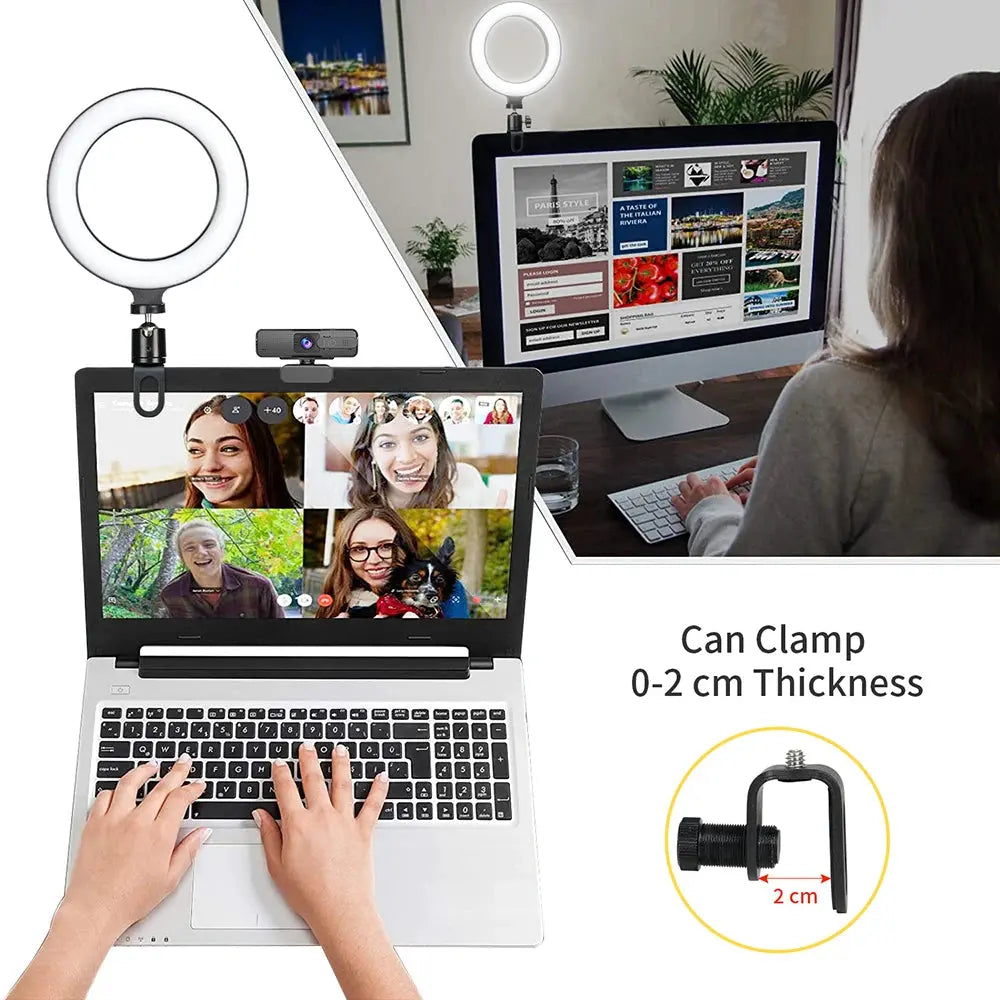 16CM Ring Light LED Lamp Lighting With Clip On Laptop Computer For Video Conference Zoom Webcam Chat Live Streaming Youtube Deals 4 U  Streaming Equipment Deals 4 U