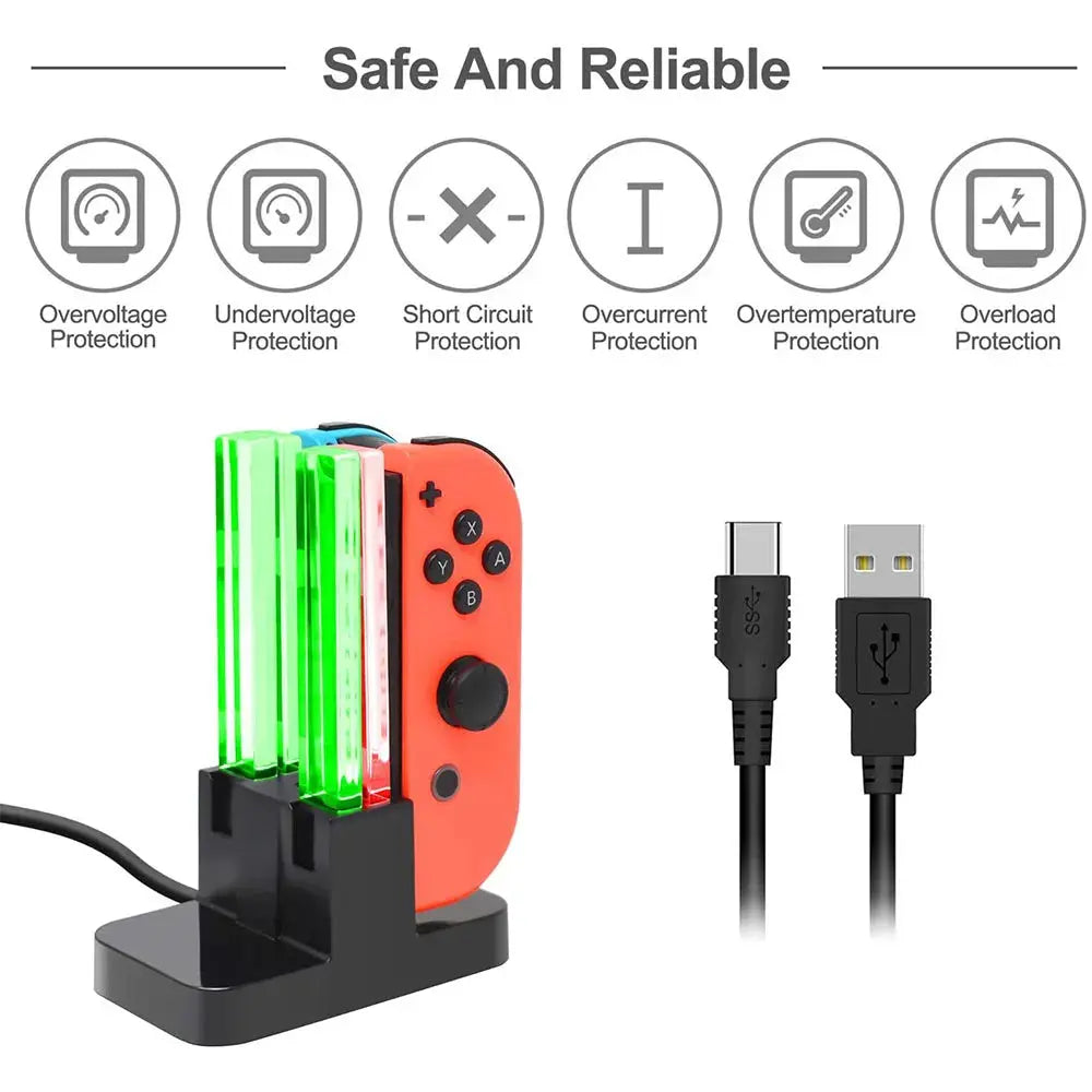 Nintend Switch 4 Controller Charger LED Indicator Charging Dock Station for Nitendo Switch Nintendoswitch NS Joy-con Accessories Deals 4 U  Gaming Accessories Deals 4 U