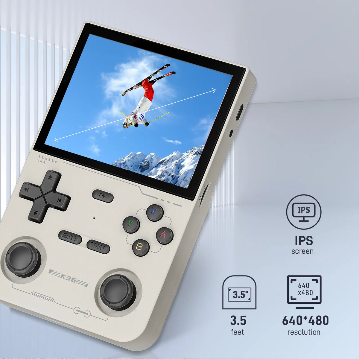 GAMINJA K36 Handheld Game Console 3.5Inch IPS 640x480 Screen Built in 64GB Simulator Games Portable Handheld Game Console