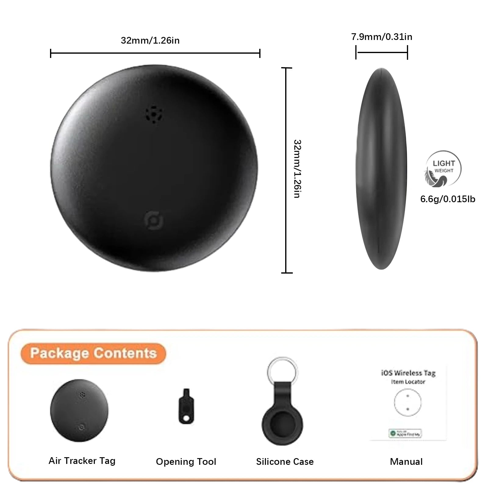Pet Tracker No Monthly Fee No SIM Work with Apple iOS Find My Anti-Lost Finder Tag for Dogs Cats with Airtag Case GPS Tracker Deals 4 U   Deals 4 U