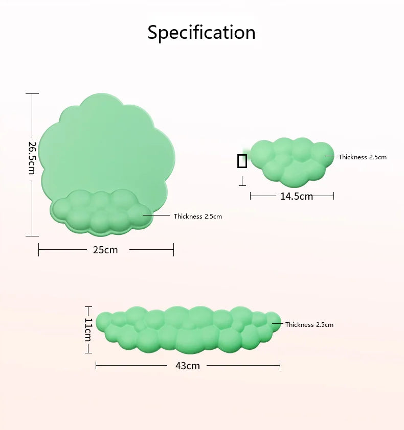 Cloud Memory Foam Wrist Rest Keyboard Mouse Pad Ergonomic Desk Mat for Office Gaming 10 Colors 3 Piece Set