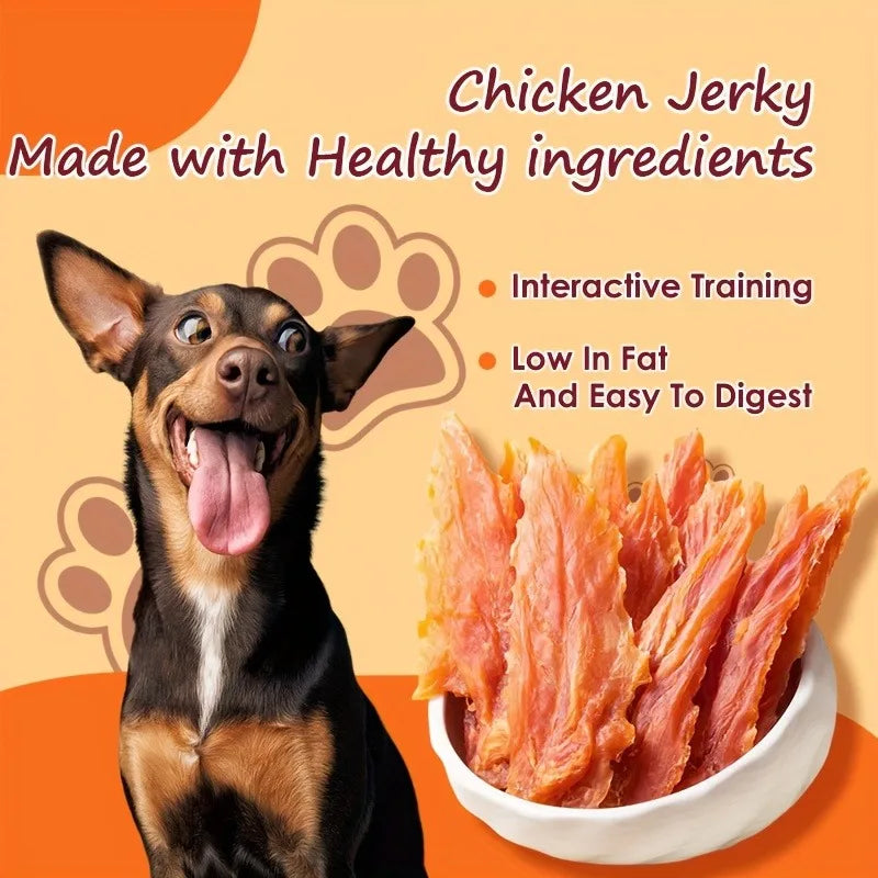 Cat And Dog Treats Chicken Jerky, Chicken Breast Slices - High Protein Healthy Snacks, Dental Chews, Training Rewards For Puppies, Kittens, Adult Dogs And Cats - Grain Free, Pet Nutrition Chewing Treats Deals 4 U   Deals 4 U
