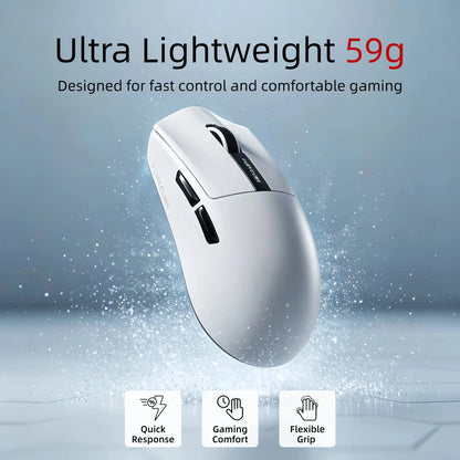 Ultra Light Gaming Mouse Wireless 59g 12000DPI 3-Mode Connection PAW3311 Sensor RGB Base Station Smart Display Professional Mouse Gamer