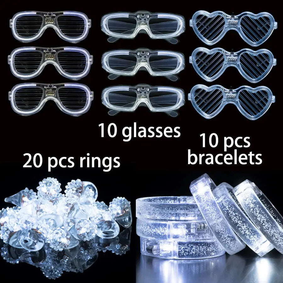 Led White Bracelets Light Up Party Favors Glow in the Dark Party Supplies Neon Sunglasses LED Rings Bracelets Wedding Decoration Deals 4 U  Gaming Accessories Deals 4 U