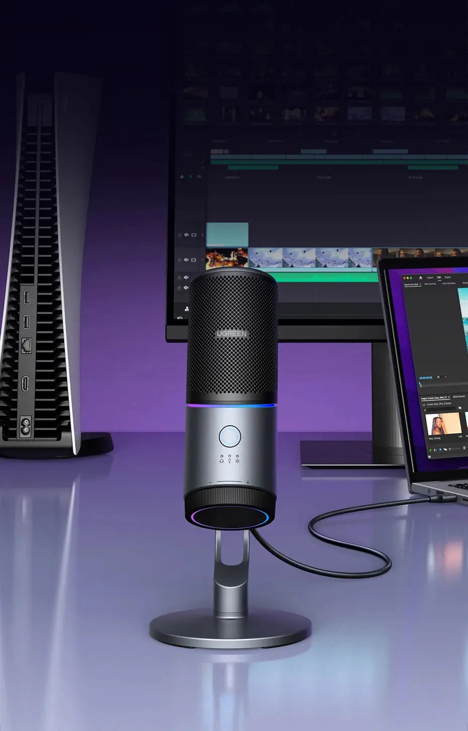 Mic USB Microphone with RGB Modes Professional Condenser Mic for PC Mac Gaming Karaoke Recording Streaming Podcasting Deals 4 U  Streaming Equipment Deals 4 U