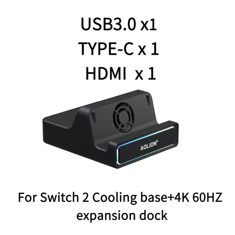 Aolion For Switch 2 Dock RGB Cooling Fan Portable HUB Expansion base Wall Mount With NGC For Switch 2 Accessories Deals 4 U  Console Accessories Deals 4 U