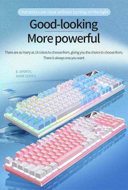 104 Keys Gaming Keyboard Wired Keyboard Color Matching Backlit Mechanical Feel Computer E-sports Peripherals for Desktop Laptop Deals 4 U  Gaming Accessories Deals 4 U