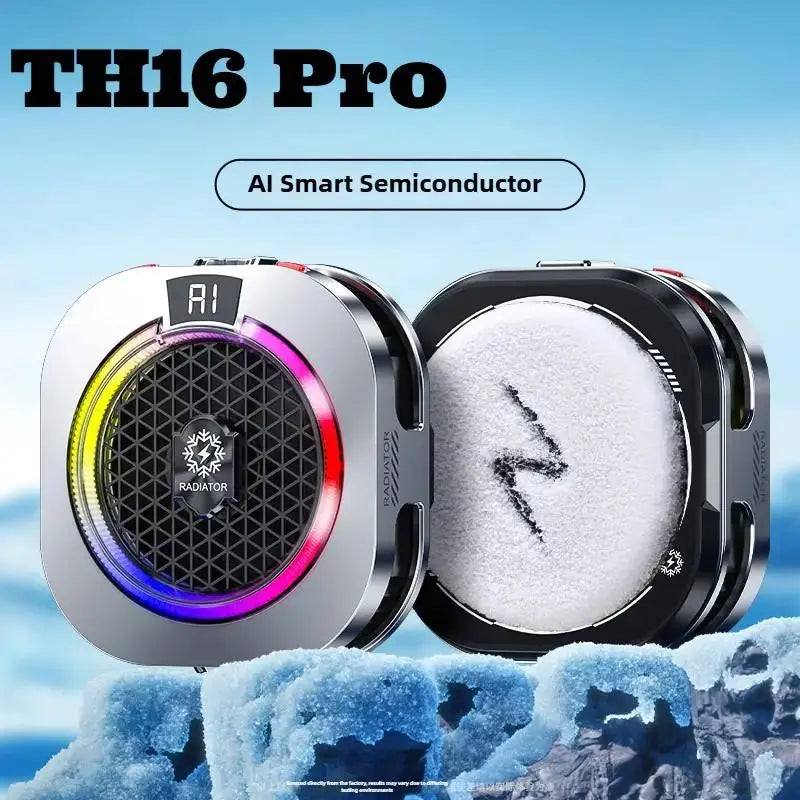 NEW TH16 Pro Mobile Cooler 24W Magnetic/Back-clip Ice Cooling Radiator Digital Display RGB Light Gaming Temperature Control Deals 4 U  Mobile Gaming Deals 4 U