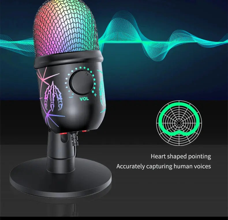 Gaming Microphone USB Microphone for PC Condenser Podcast Mic for Studio Recording with Headphone Jack, Led, Noise Cancellation Deals 4 U  Streaming Equipment Deals 4 U