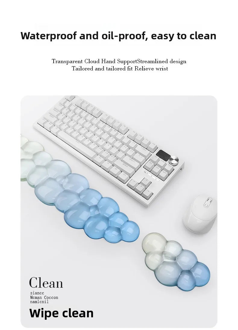 Ergonomic Cloud Silicone Wrist Rest Pad, Soft Comfort Wrist Support Cushion for Keyboard Mouse, Gaming Office Laptop PC