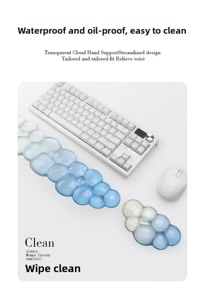 Ergonomic Cloud Silicone Wrist Rest Pad, Soft Comfort Wrist Support Cushion for Keyboard Mouse, Gaming Office Laptop PC