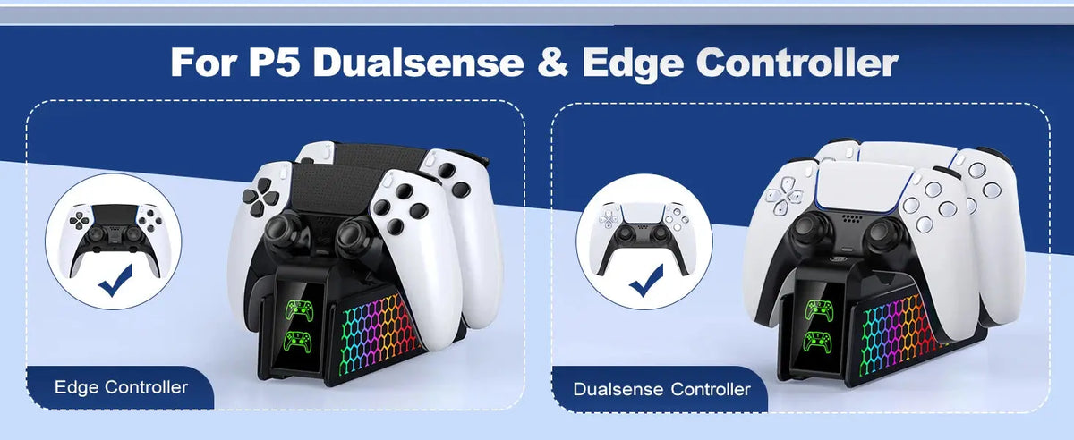 For PS5 Controller Charger DualSense Charging Station Dual Charging Dock Charger Stand for PlayStation5 Wireless Game Controller Deals 4 U  Console Accessories Deals 4 U