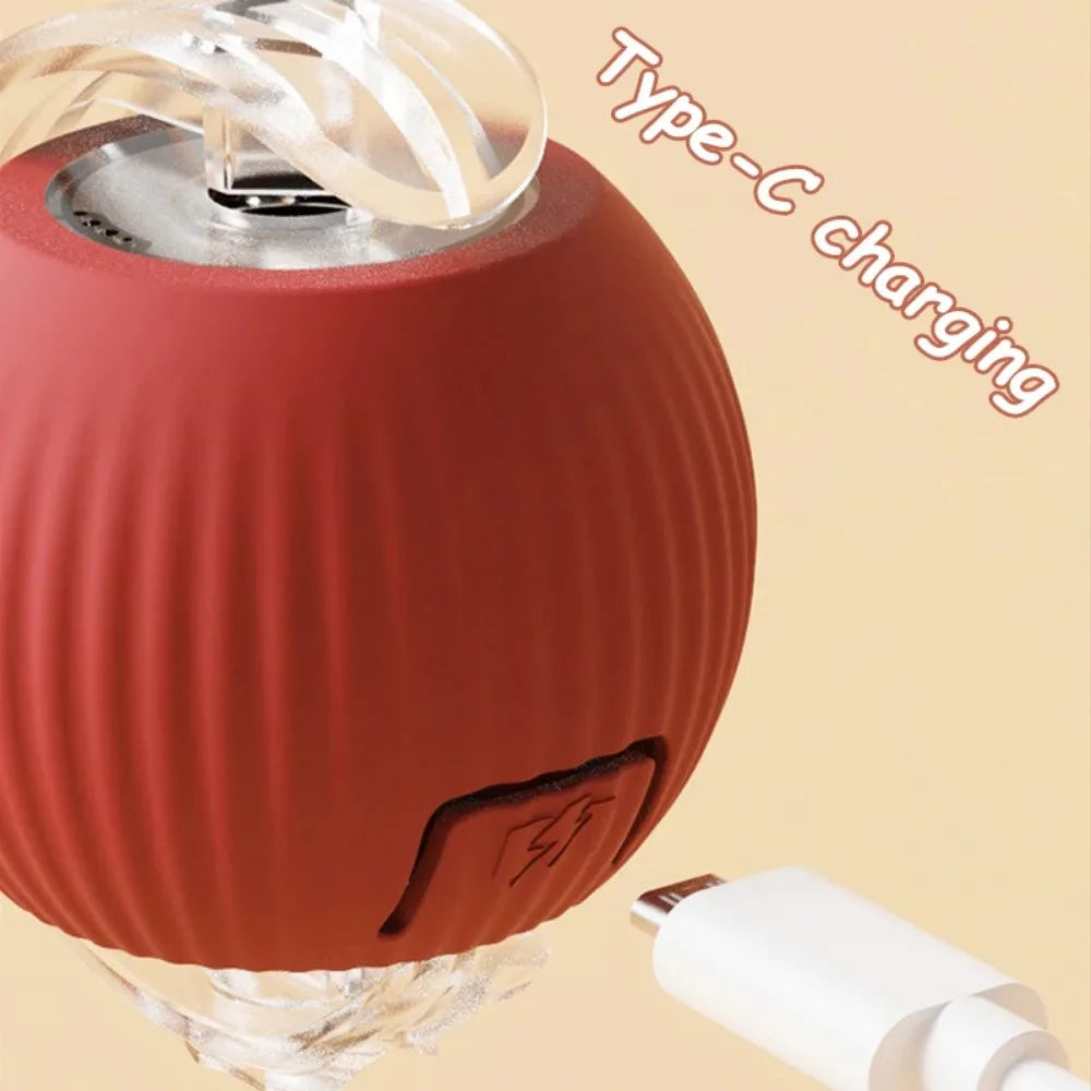 New Cat Interactive Ball Toy Automatic Rolling Ball Faux Tail Rechargeable Smart Pet Electric Toy Dog Cat Training Imitate Mouse Deals 4 U  Smart Pet Toy Deals 4 U