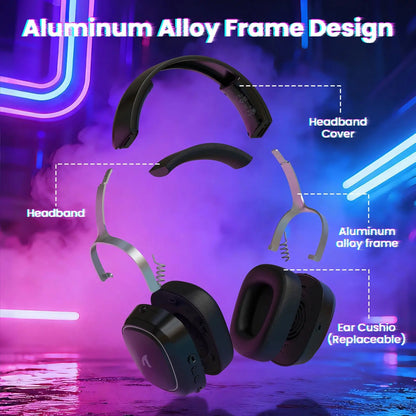 ATTACK SHARK G800 Wireless Gaming Headset, 1000 mAh, Detachable Mics, Aluminum alloy frame, 3D Surround Sound, 20ms low latency Deals 4 U  Gaming Accessories Deals 4 U