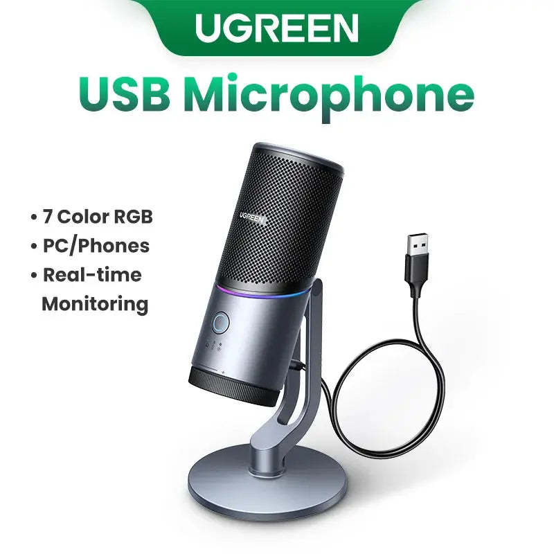 Mic USB Microphone with RGB Modes Professional Condenser Mic for PC Mac Gaming Karaoke Recording Streaming Podcasting Deals 4 U  Streaming Equipment Deals 4 U