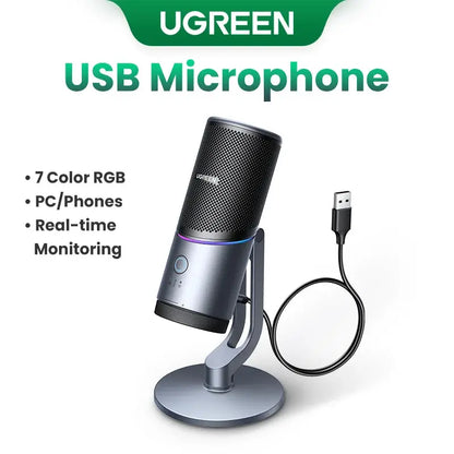 Mic USB Microphone with RGB Modes Professional Condenser Mic for PC Mac Gaming Karaoke Recording Streaming Podcasting Deals 4 U  Streaming Equipment Deals 4 U