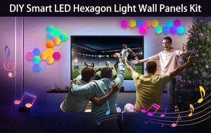 RGB LED Hexagon Light Bluetooth Indoor Wall Light APP Remote Control Night Light Computer Game Room Decoration Bedroom Bedside Deals 4 U  RGB Hexagon Wall Lights Deals 4 U