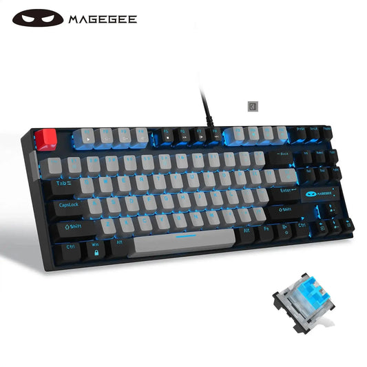 MageGee 75% Mechanical Gaming Keyboard, Blue Switch, LED Blue Backlit, 87 Keys Compact TKL Wired Keyboards for Windows Laptop PC Deals 4 U  Gaming Accessories Deals 4 U