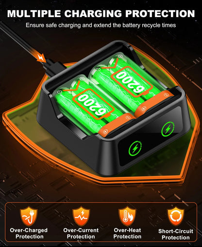 BEBONCOOL X248 2*6200 mWh Rechargable Batteries Pack For XBOX Serise S/X and XBOX ONE S/X/Elite With＆ Chaging Cable Deals 4 U  Console Accessories Deals 4 U