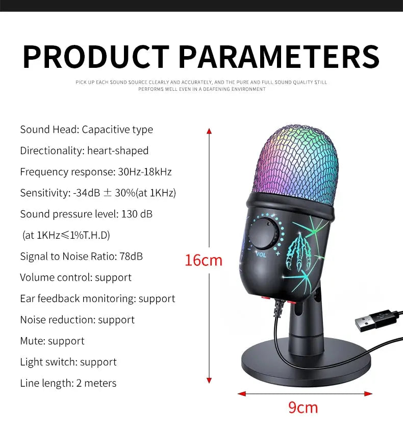 Gaming Microphone USB Microphone for PC Condenser Podcast Mic for Studio Recording with Headphone Jack, Led, Noise Cancellation Deals 4 U  Streaming Equipment Deals 4 U