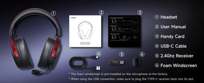 MCHOSE V9 Pro Wireless Headset 7.1 Surround Sound 53mm Gaming Headphones Noise Canceling Mic Low Latency Lightweight for PS5 PC SWITCH with Microphone