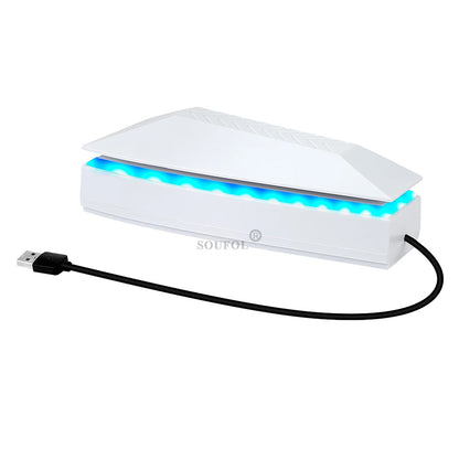 New Upper Cooling Fan for PS5 PRO Console Base Game Cooler Stand Bracket with RGB Dustproof Atmosphere Colorful Lighting LED