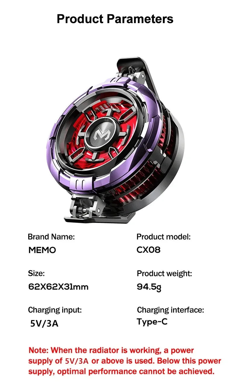 MEMO CX08 Pro Mobile Phone ICE Semiconductor Magnetic Frozen PUBG Game Cooler for IOS Universal Phone Cooling Radiator Deals 4 U   Deals 4 U
