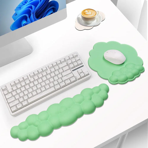 Cloud Memory Foam Wrist Rest Keyboard Mouse Pad Ergonomic Desk Mat for Office Gaming 10 Colors 3 Piece Set