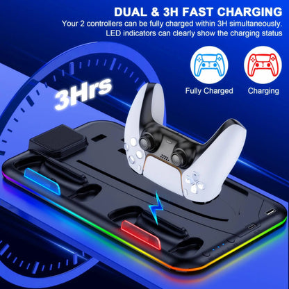 BEBONCOOL S2000 PS5 Slim Stand | 3-Gear Cooling RGB Light Dual Charger 15 Game Slot Headset Holder for Disc/Digital Pro Gaming